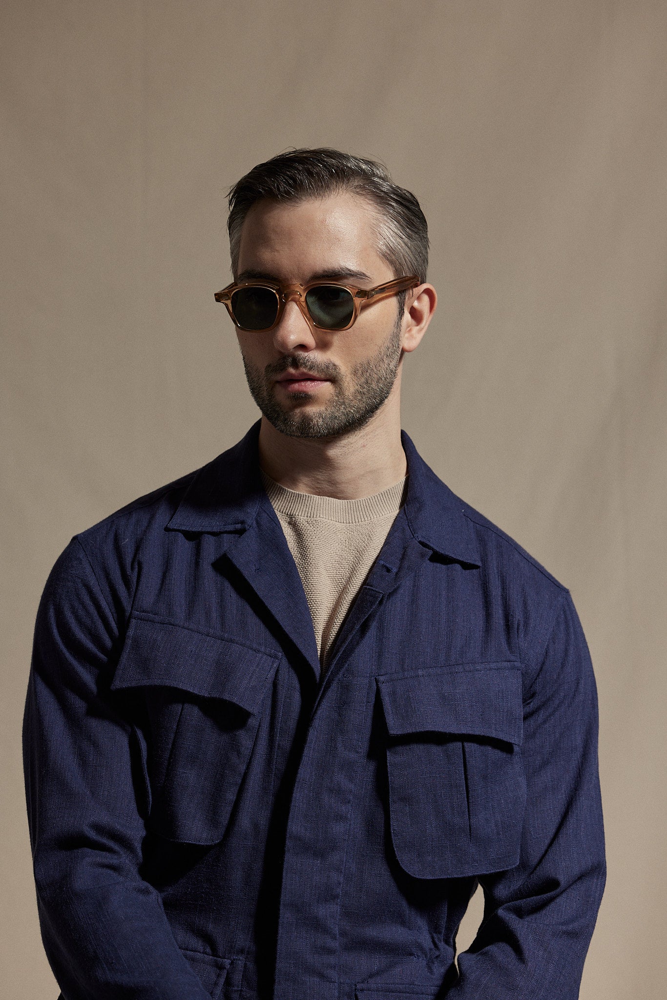 HAUS Linen Jungle Jacket - Navy