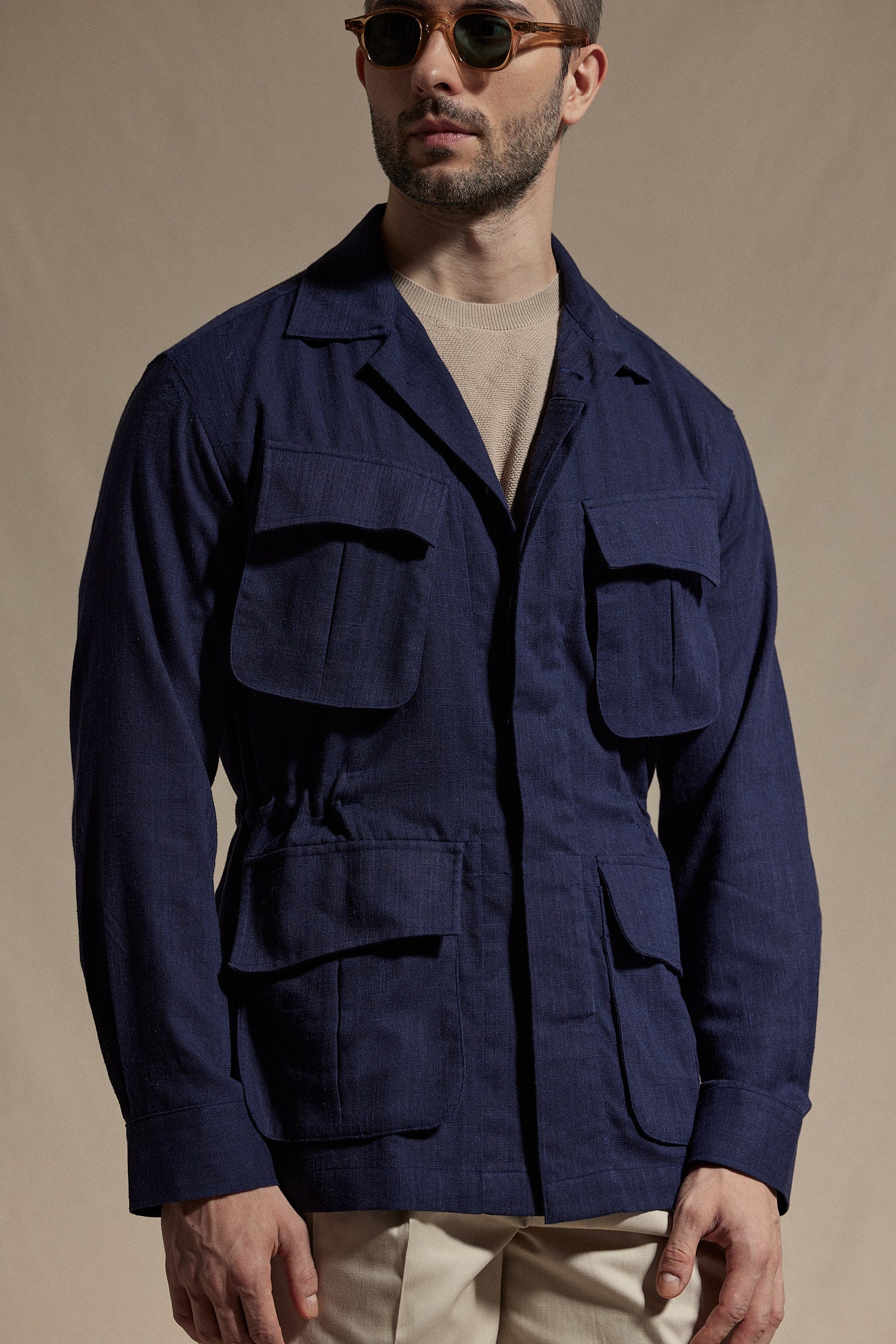 HAUS Linen Jungle Jacket - Navy