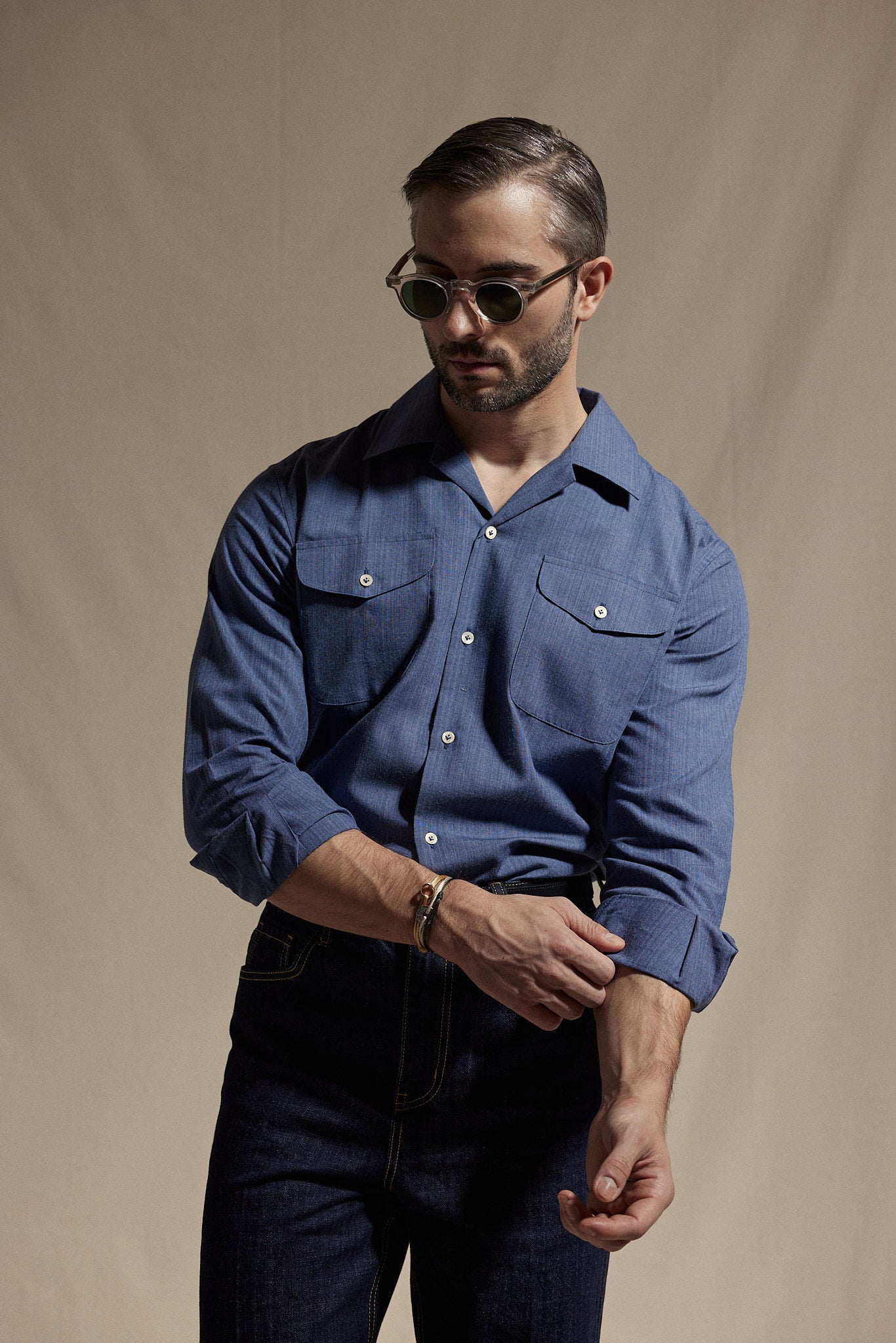 HAUS Western Shirt - Denim Blue