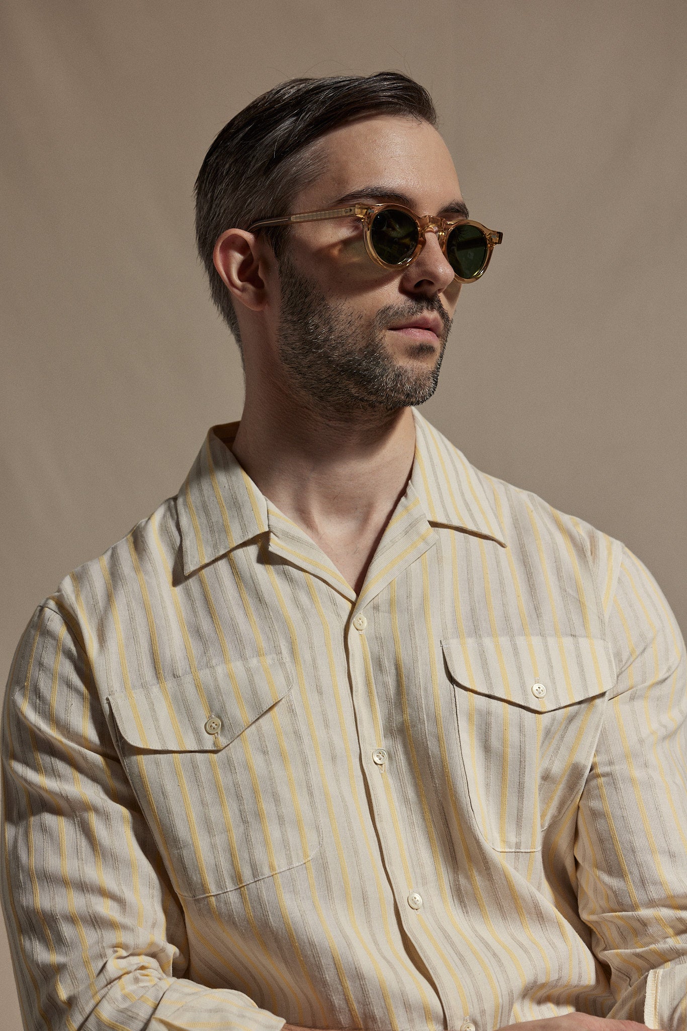 HAUS Linen Western Shirt - Multi Stripes