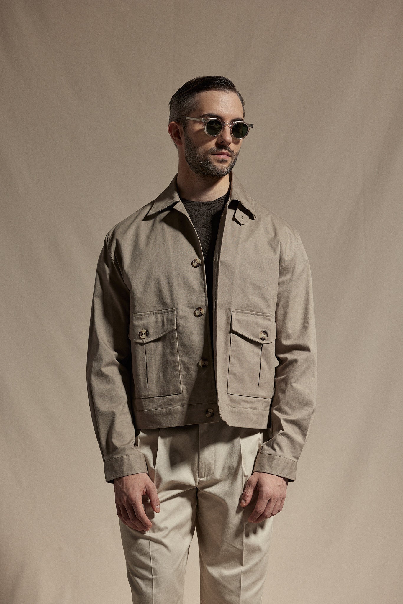 HAUS Cotton Flight Jacket - Taupe