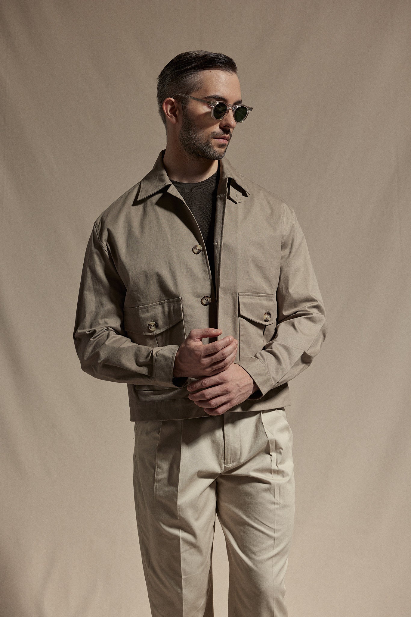 HAUS Cotton Flight Jacket - Taupe