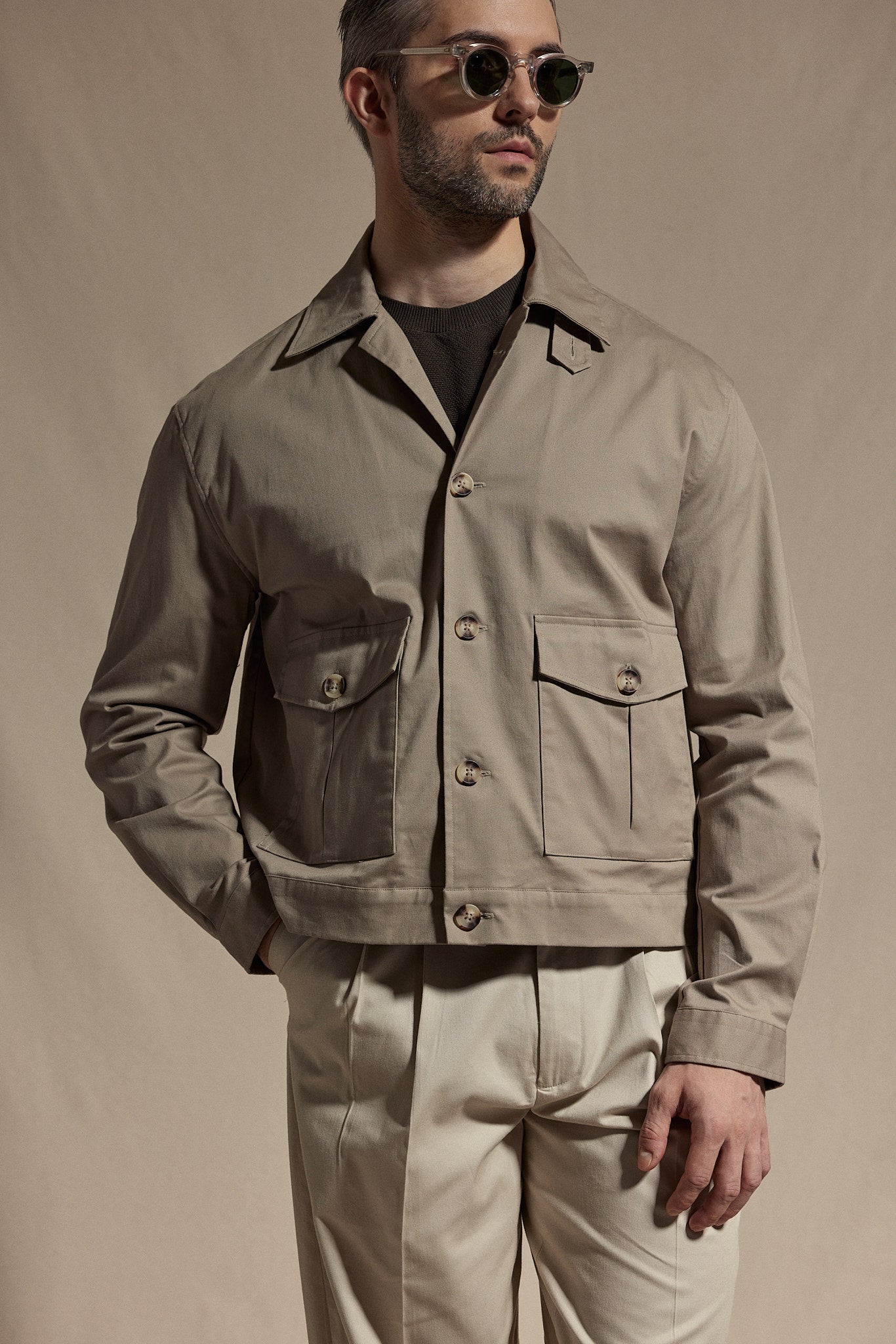 HAUS Cotton Flight Jacket - Taupe