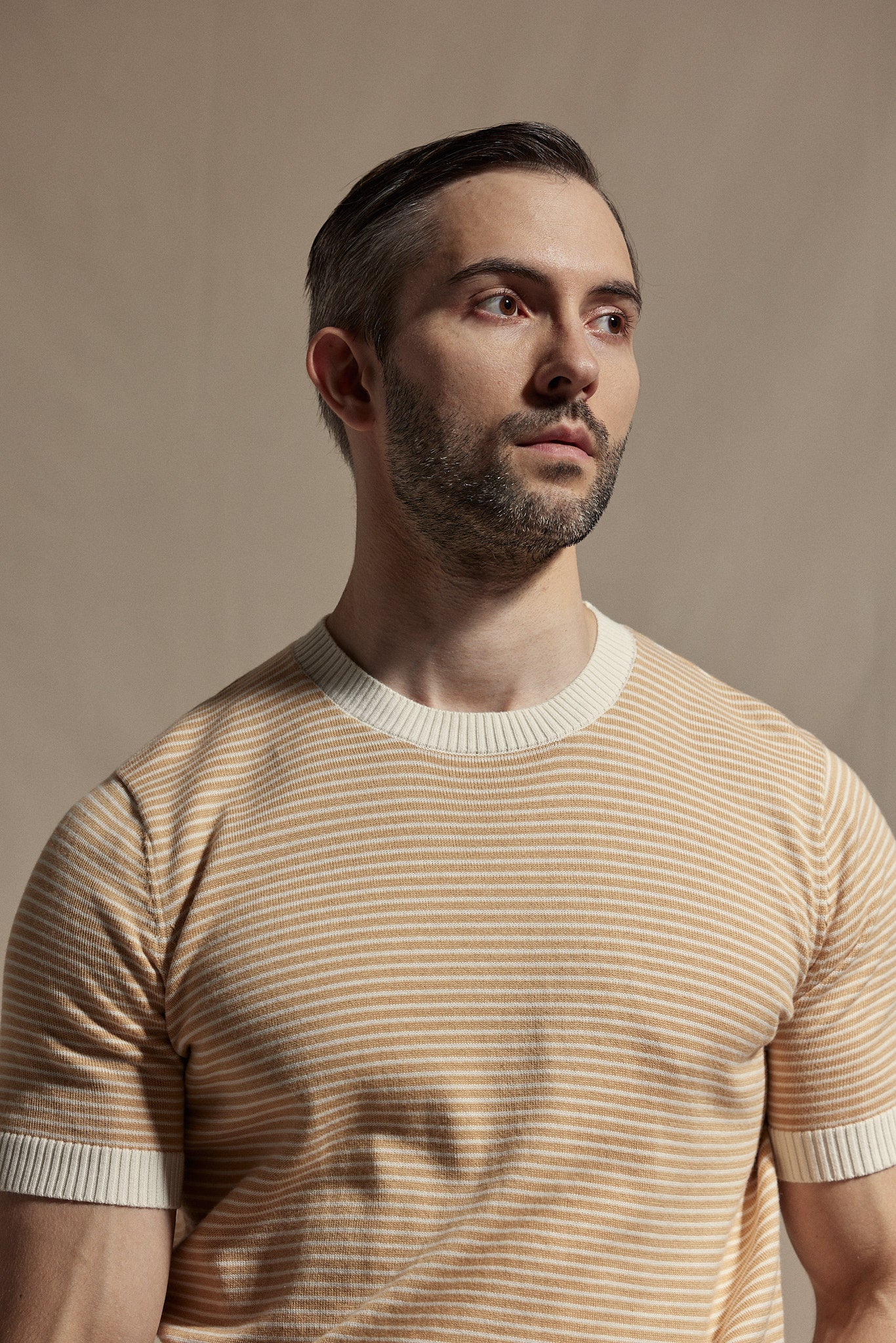 Knitted Crew Neck - Mustard Stripe