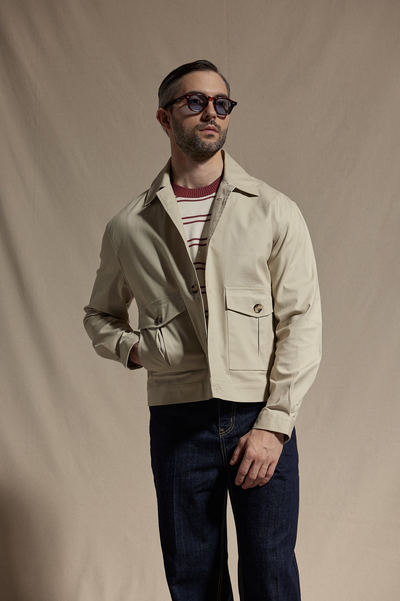 HAUS Cotton Flight Jacket - Beige