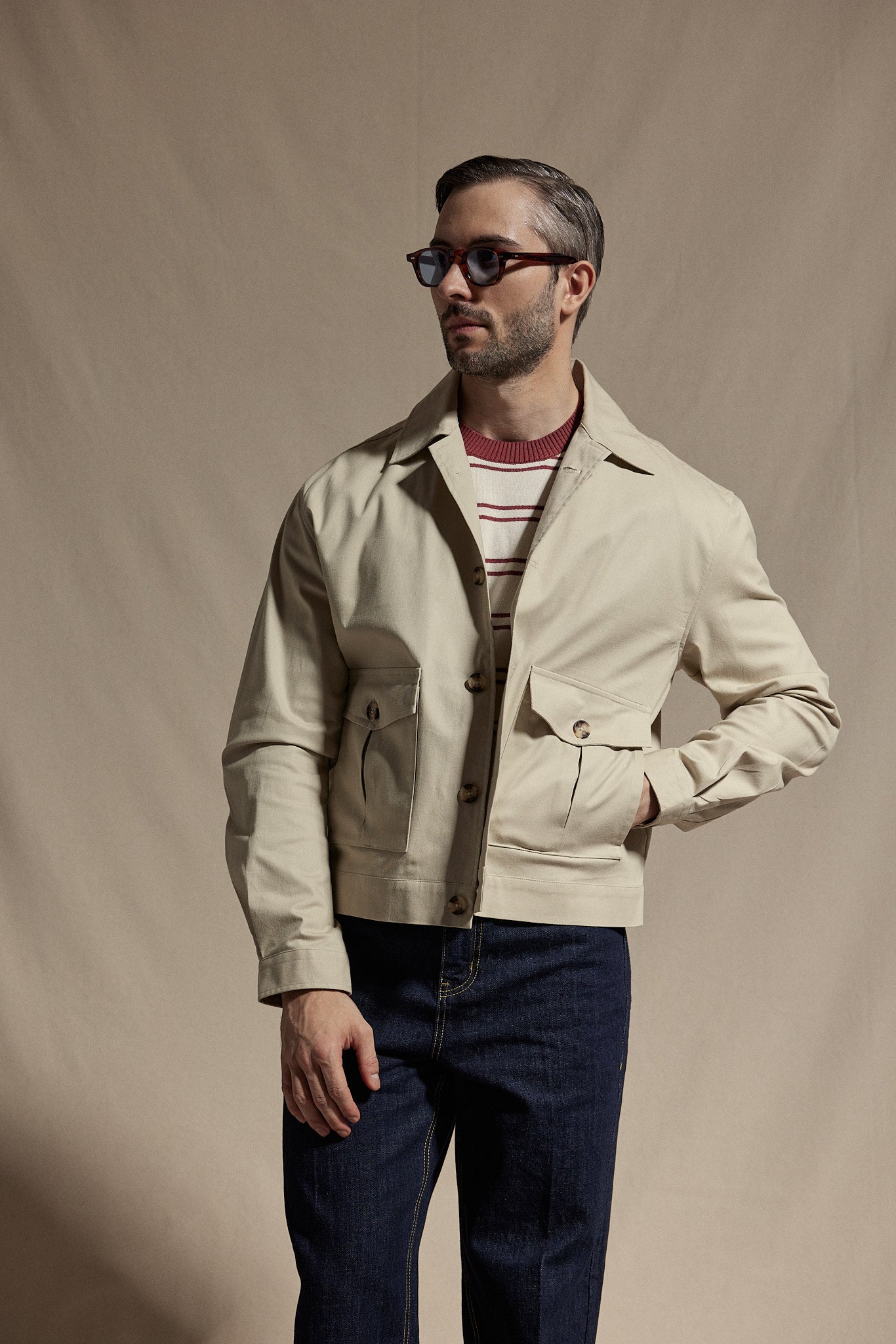 HAUS Cotton Flight Jacket - Beige