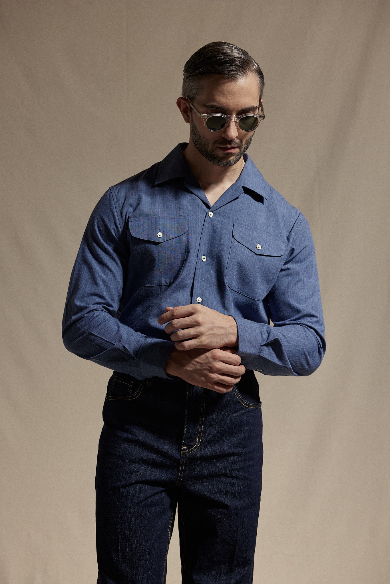 HAUS Western Shirt - Denim Blue