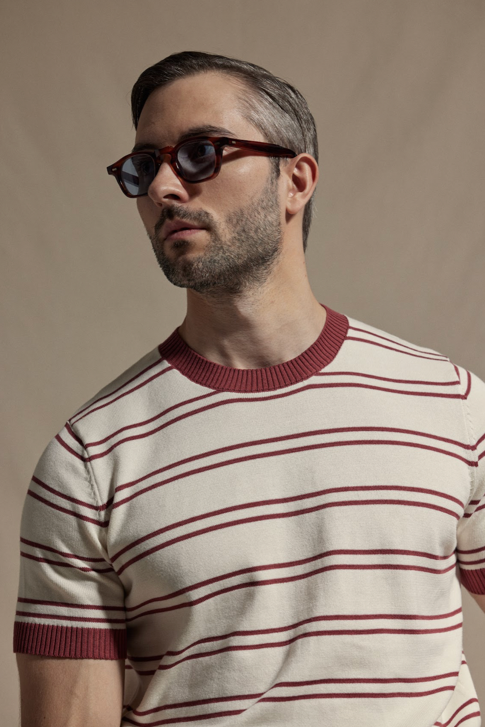 Knitted Crew Neck - Red Bold Stripe