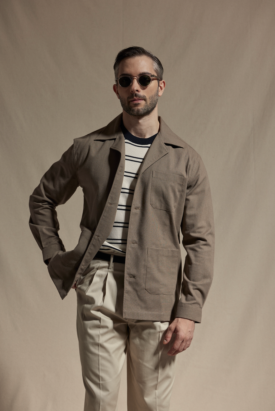 HAUS Linen Cotton Chore Jacket - Taupe