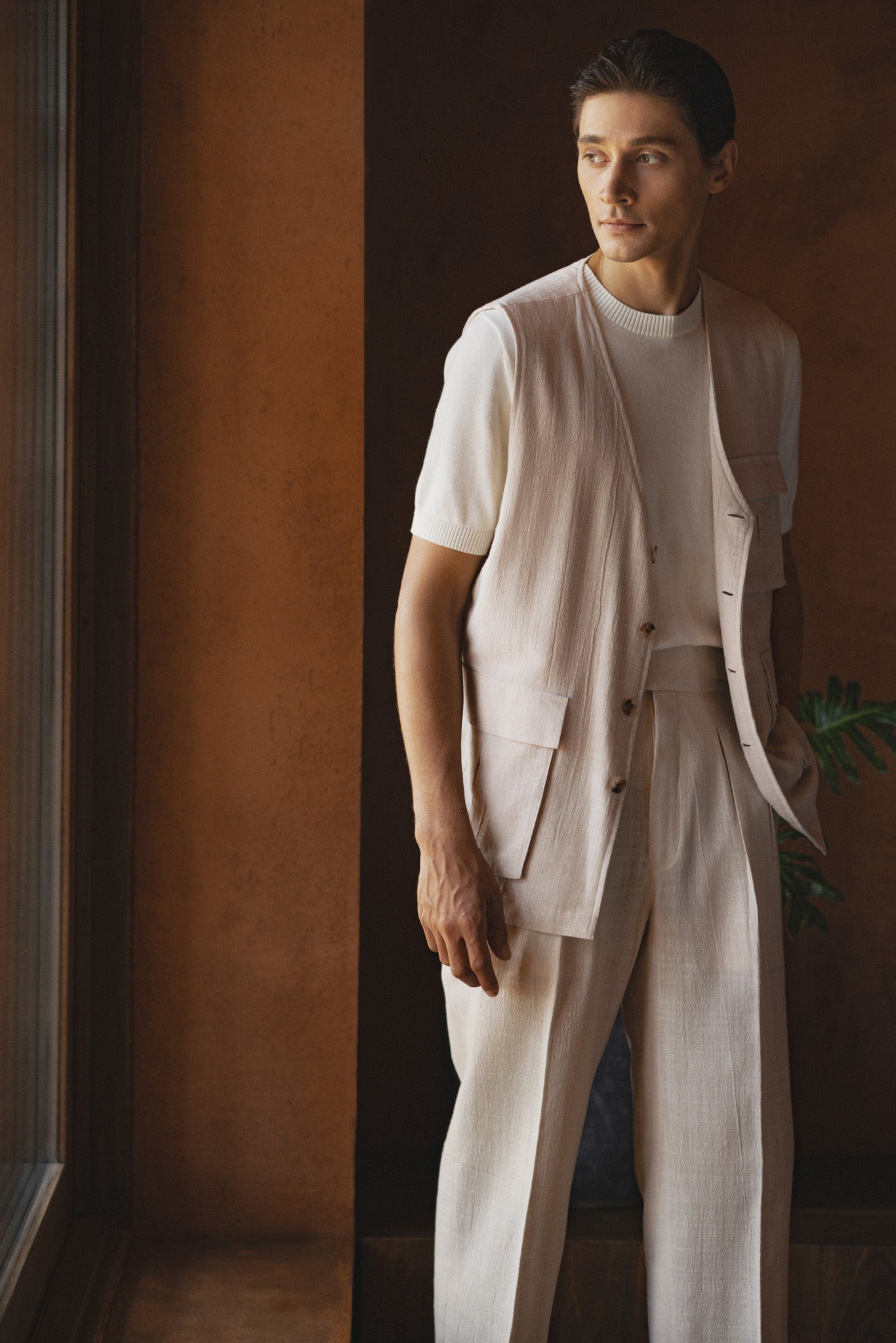 SOMA Linen Utility Vest - Off White